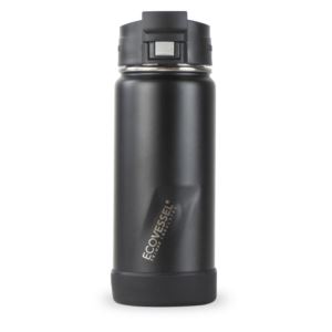 EcoVessel+16oz+Perk+Insulated+Coffee+Travel+Mug+Tumbler+with+Steel+Tea+Strainer+in+Black+Shadow