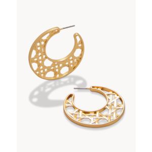 Cane+Hoop+Earrings+Gold