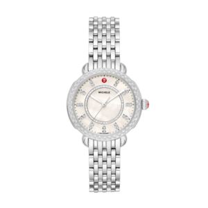 Ladies+Sidney+Classic+Silver-Tone+150+Diamond+Watch+White+MOP+Dial
