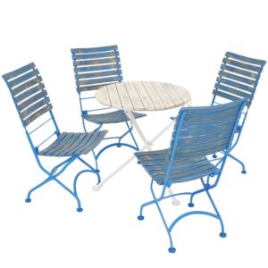 Cafe+Couleur+Shabby+Chic+Chestnut+Wooden+Folding+Bistro+Table+and+Chairs%2C+5-Piece+Set
