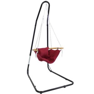 Sunnydaze+Audrey+Hammock+Chair+with+Stand+-+Cushion+and+Armrest+-+Red