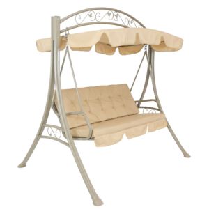 3-Person+Steel+Patio+Swing+Bench+with+Canopy%2FCushion+-+Beige