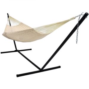 Sunnydaze+XXL+Thick+Cord+Mayan+Hammock+%26+Stand+-+Natural