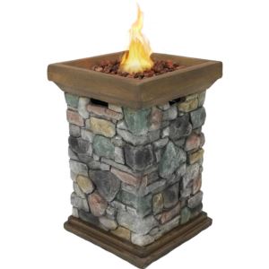 Rock+Column+Design+Propane+Gas+Fire+Pit+-+30-Inch