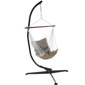 Sunnydaze+Tufted+Victorian+Hammock+Swing+with+Stand+-+Gray