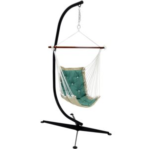 Sunnydaze+Tufted+Victorian+Hammock+Swing+with+Stand+-+Sea+Grass
