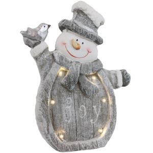Joyful+Snowman+Indoor+Pre-Lit+LED+Christmas+Statue+-+15+in