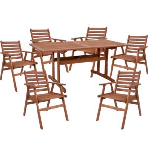 7-Piece+Meranti+Wood+6-Foot+Dining+Table+with+Chairs