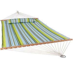 Quilted+Fabric+Hammock+with+Spreader+Bars+-+2+Person