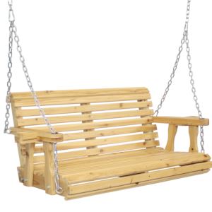 2-Person+Wooden+Porch+Swing+with+Armrests%2FChains+-+Traditional