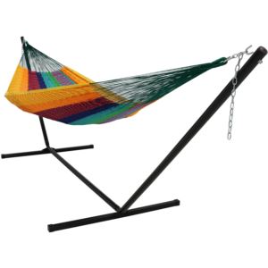 Sunnydaze+XXL+Thick+Cord+Mayan+Hammock+%26+Stand+-+Multi-Color