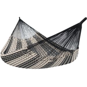 Sunnydaze+Handwoven+XXL+Thick+Cord+Mayan+Family+Hammock+-+Black+%26+Natural