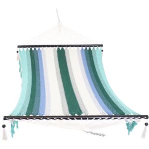 Sunnydaze+Woven+Hammock+with+Wooden+Spreader+Bars+-+Lagoon+Stripes