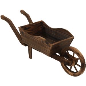 Wooden+Decorative+Wheelbarrow+Garden+Planter