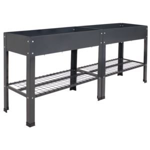 Galvanized+Steel+Raised+Bed+with+Mesh+Shelf+-+Black+-+Set+of+2