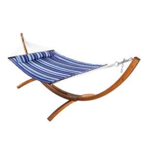 Sunnydaze+Quilted+2+Person+Hammock+with+12-Foot+Wood+Stand+-+Catalina+Beach