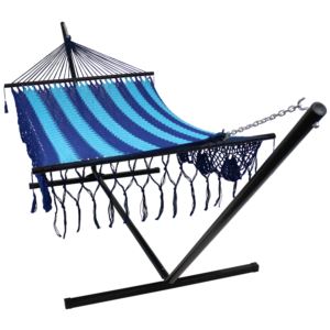Sunnydaze+American+DeLuxe+Style+Mayan+Hammock+and+Stand+Combo+-+Blue