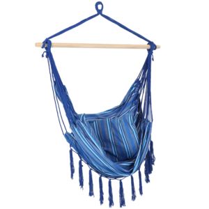 Sunnydaze+Hanging+Cushioned+Hammock+Chair+-+Cornflower+Stripes