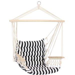 Sunnydaze+Polycotton+Hammock+Chair+with+Armrests+-+Contrasting+Stripes