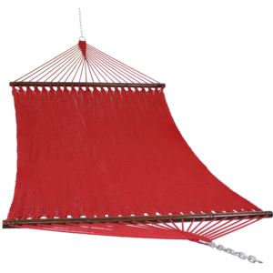 Sunnydaze+Soft-Spun+Double+2-Person+Spreader+Bar+Hammock+-+Red