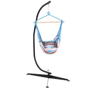 Sunnydaze+Hanging+Hammock+Chair+Swing+%26+C-Stand+-+Cool+Breeze
