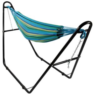 Sunnydaze+Cotton+Double+Brazilian+Hammock+with+Stand+-+Sea+Grass