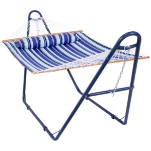 Sunnydaze+Quilted+2+Person+Hammock+with+Universal+Blue+Stand+-+Catalina+Beach