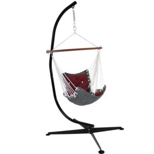 Sunnydaze+Tufted+Victorian+Hammock+Swing+with+Stand+-+Red