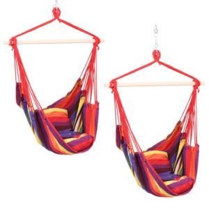 Sunnydaze+Hanging+Hammock+Chair+with+Two+Cushions+-+Set+of+2+-+Sunset