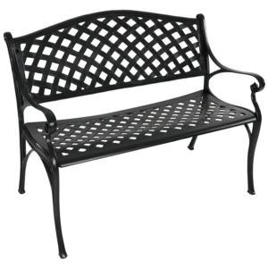 2+Person+Checkered+Cast+Aluminum+Outdoor+Patio+Garden+Bench