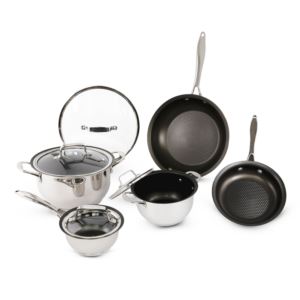 9pc+Stainless+Steel+Nonstick+Cookware+Set
