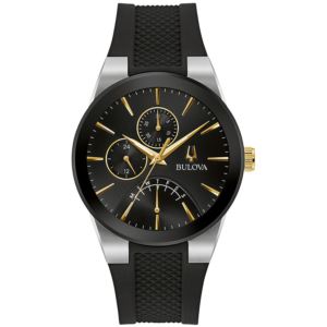 Mens+Futuro+Black+%26+Gold-Tone+Silcone+Strap+Watch+Black+Dial