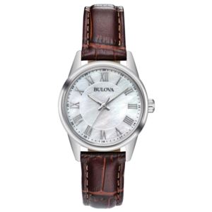 Ladies%27+Corporate+Exclusive+Brown+Leather+Strap+Watch+MOP+Dial