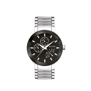 Dress+Collections+Mens+Chrome+Bracelet+Black+Dial