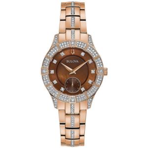 Womens+Phantom+Rose+Gold+Crystal+Watch+Chocolate+Mother-of-Pearl