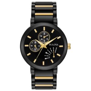 Mens+Classic+Black+Ion-Plated+Stainless+Steel+Watch+Black%2FGold+Dial