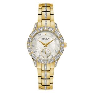 Ladies+Phantom+Gold-Tone+Crystal+Watch+White+Mother-of-Pearl+Dial