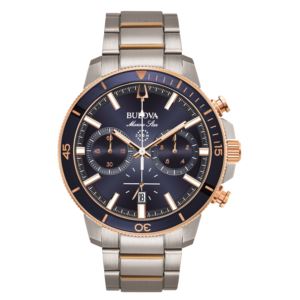 Mens+Marine+Star+Chronograph+Silver-Tone+Watch+Blue+Dial
