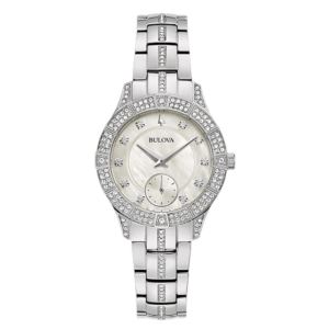 Ladies+Phantom+Silver+Crystal+Watch+White+Mother-of-Pearl+Dial