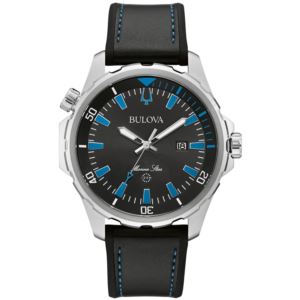 Mens+Marine+Star+Blue+%26+Black+Silicone+Strap+Watch+Black+Dial
