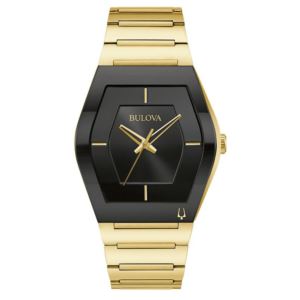 Mens+Gemini+Gold-Tone+Stainless+Steel+Watch+Black+Dial