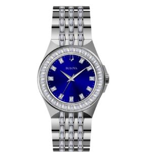 Mens+Phantom+Crystal+Silver-Tone+Stainless+Steel+Watch+Blue+Dial