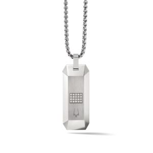 Mens+Precisionist+Stainless+Steel+Diamond+Dog+Tag+Necklace