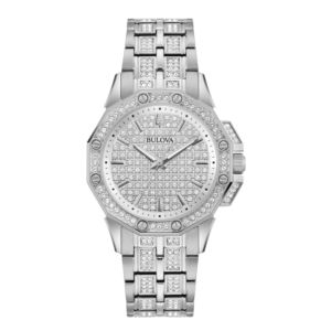 Ladies%27+Octava+Crystal+Silver-Tone+Stainless+Steel+Watch+Crystal+Pave+Dial