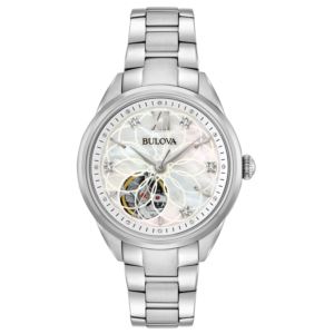 Ladies%27+Classic+Sutton+Silver-Tone+Stainless+Steel+Diamond+Watch+MOP+Dial