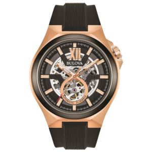 Mens+Classic+Automatic+Black+Strap+Watch+Black+Dial