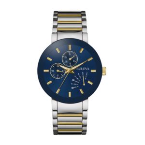 Mens+Classic+Two-Tone+Watch+Blue+Dial