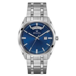 Mens+Surveyor+Classic+Silver-Tone+Stainless+Steel+Watch+Blue+Dial