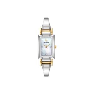 Ladies+Classic+Two-Tone+SS+Tank+Watch+Mother-of-Peral+Dial