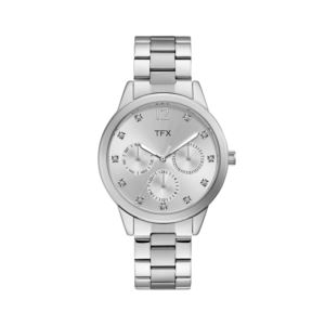 TFX+Ladies+Silver-Tone+SS+Crystal+Watch+Silver+Dial